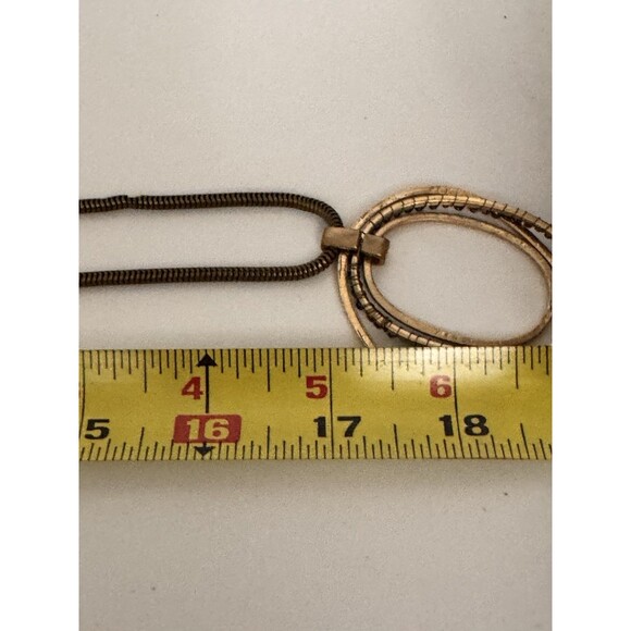 Signed Baer SF Goldtone Chain Necklace, 34" – Oval Metal Hoops with Rhinestones - Picture 3 of 5